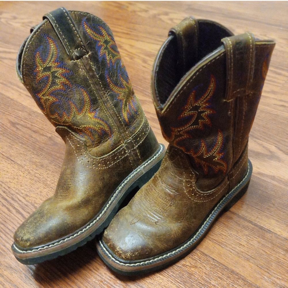Justin Toddler Aged Cowboy Aztec Stitch Farm Western Sturdy Country Boots